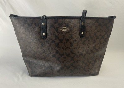 Coach 2000 s City Tote Large Signature Canvas Tote Dark Brown/Black