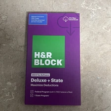 NEW H&R Block Tax Software Deluxe + State 2024 PC/Mac