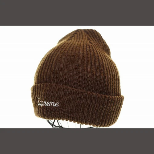 Supreme 22AW LOOSE GAUGE BEANIE BROWN logo écriture tricot chapeau A d'occasion b1160d782376b2