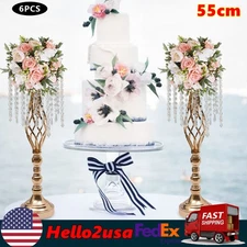 6PCS Gold Crystal Flower Stands Wedding Flower Arrangement Holders 21.7in Height