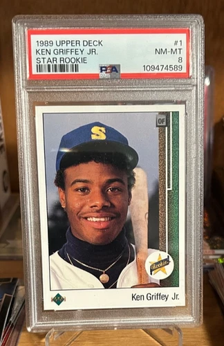 KEN GRIFFEY JR 1989 UPPER DECK #1 STAR ROOKIE CARD RC NM-MINT PSA 8 HOF MARINERS