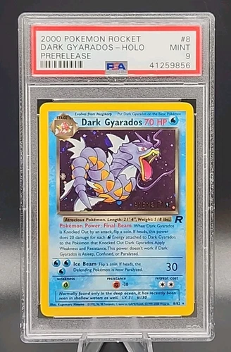 PSA 9 Mint 2000 Pokemon Rocket #8 Promo Dark Gyarados Holo Prerelease