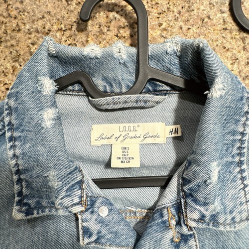H&M L.O.G.G (Label of Graded Goods) Distressed Denim Jean Jacket S - Picture 2 of 5