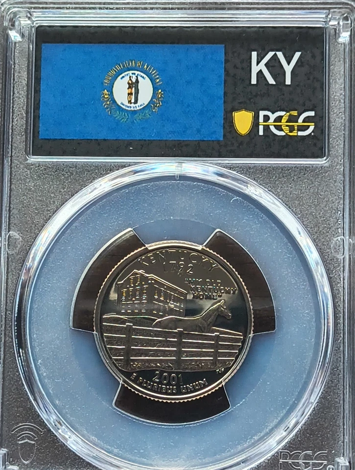 2001s - 10 coin proof set - 5 state 25c,1c,5c,10c,50c,$1- pcgs pr69 dcam in case - Image 3 of 4