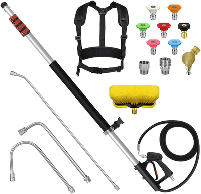 #ad 24FT Telescoping Pressure Washer Wand Kit 2 Extension Poles Gutter Cleaner B $101.19