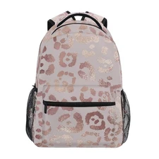 Stylish Rose Gold Leopard Backpack Middle College Student Bookbag Travel Dayp...