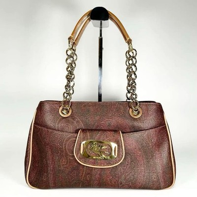ETRO Pegasus Paisley Pattern Chain Tote Bag Handbag