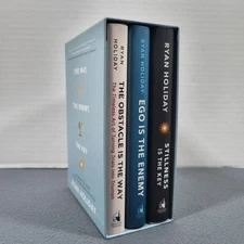 Ryan Holiday Hardcover Book Box Set - The Obstacle Ego Is Enemy Stillness Key VG
