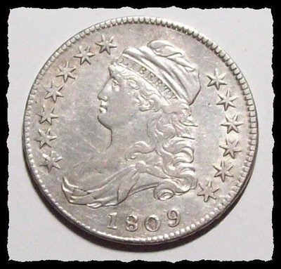 1809 CAPPED BUST HALF DOLLAR EARLY Very Old Cleaning Nice XF+  #32D68 Silver