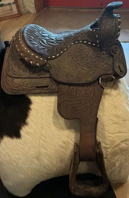 Circle Y Brand Youth Saddle 12” Silver Color Lacing 10” Drop Skirt Sweet Home TX - Image 1 of 4
