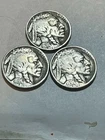 Lot of 3 1936 P-D-S Buffalo Nickel Set Fine - Very Fine