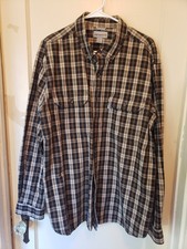Carhartt Relaxed Fit Brown Plaid Button Down 2 Pocket Shirt Size XL 100 Cotton