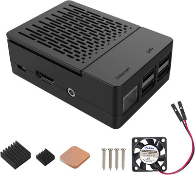 Raspberry Pi 3 B Case with Cooling Fan and Heatsink ABS Case with Simple