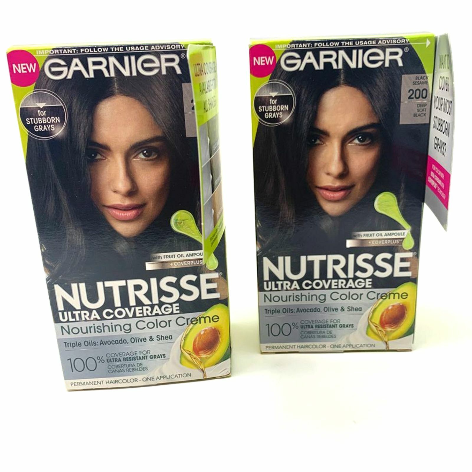 Garnier Nutrisse Ultra Coverage #200 Black Sesame Deep Soft Black (2 Pack)