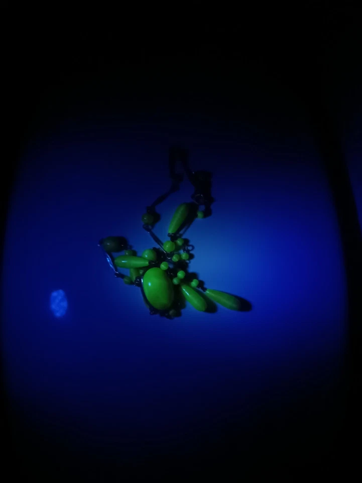 Antiguo collar Art Deco sin firmar escoria amarilla vidrio borla checa araña Foto 2 de 4