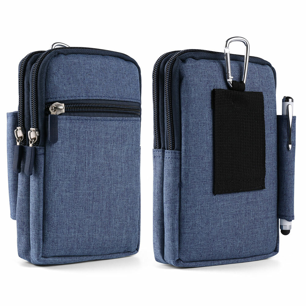 Phone Nylon Belt Clip Zip Pouch Holster For iPhone 16 Pro Max/16