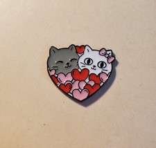 Grey and White Cats in a Heart Magnetic Needle Minder Cross Stitch Embroidery
