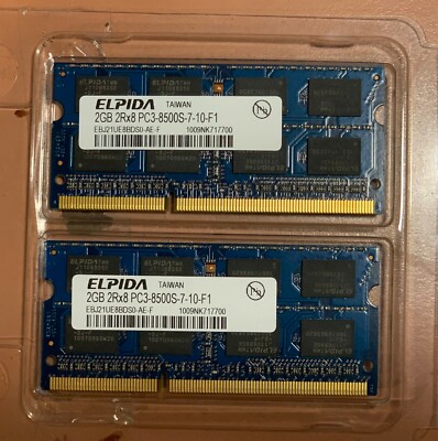 Elpida EBJ21UE8BDS0-AE-F1 2x2GB PC3-8500S-7-10-F1  Laptop Memory RAM 