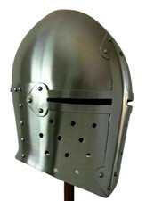 Medieval Knight Armor Crusader Bascinet helmet Steel Warrior LARP costume helmet