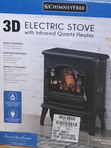 Chimney Free 3D Electric Stove with Infrared Quartz Heater and Glass Door - New - Picture 2 of 16