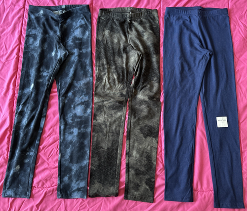 Lot of 3 New Old Navy Girls Leggings Blue, Navy Tie Dye, Black Tie Dye L(10-12)