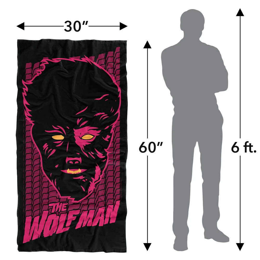 Universal Monsters Beach Towel 30x60" Wolfman Neon Microfiber