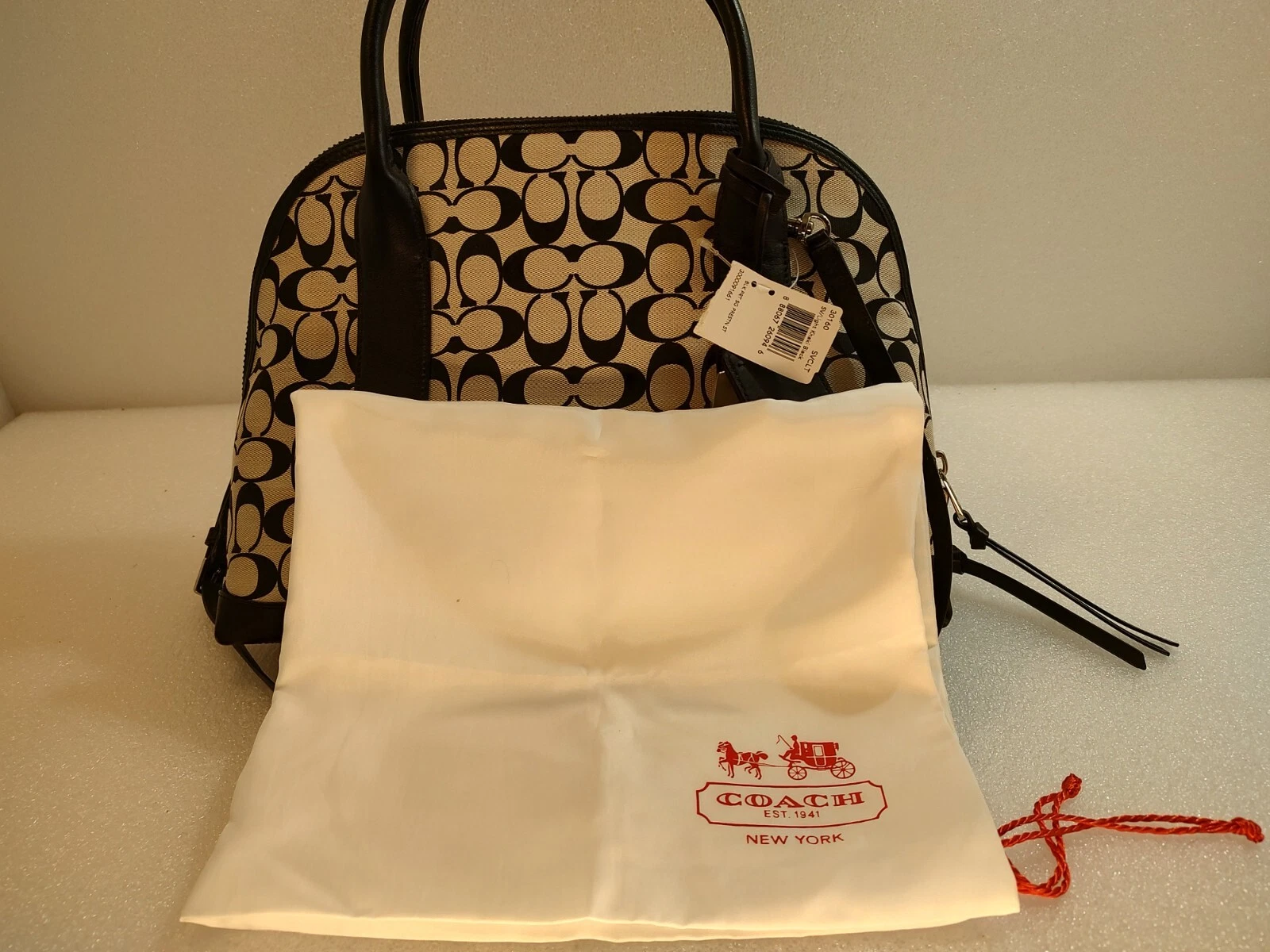 Borsa a mano Coach Bleecker Preston nuova con etichette beige chiaro nera F30160