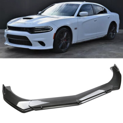 Carbon Fiber Look Front Bumper Spoiler Splitter Kit For Dodge Challenger – 4-Piece, Adjustable