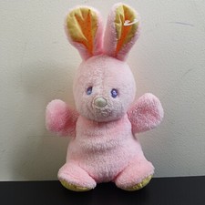 Vintage Pink Bean Filled Plush Toy Yellow Spotty Ears Purple Eyes 6"