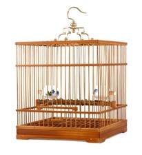 Square Bamboo Bird Cage Chinese Wooden Pet Nest Home