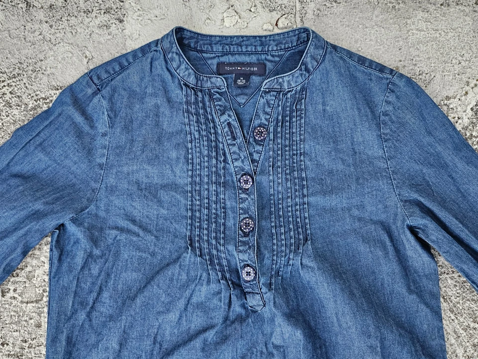 Tommy Hilfiger Niños Niña Top Camisa Azul Denim Manga Larga Talla M 8-10 Foto 2 de 4