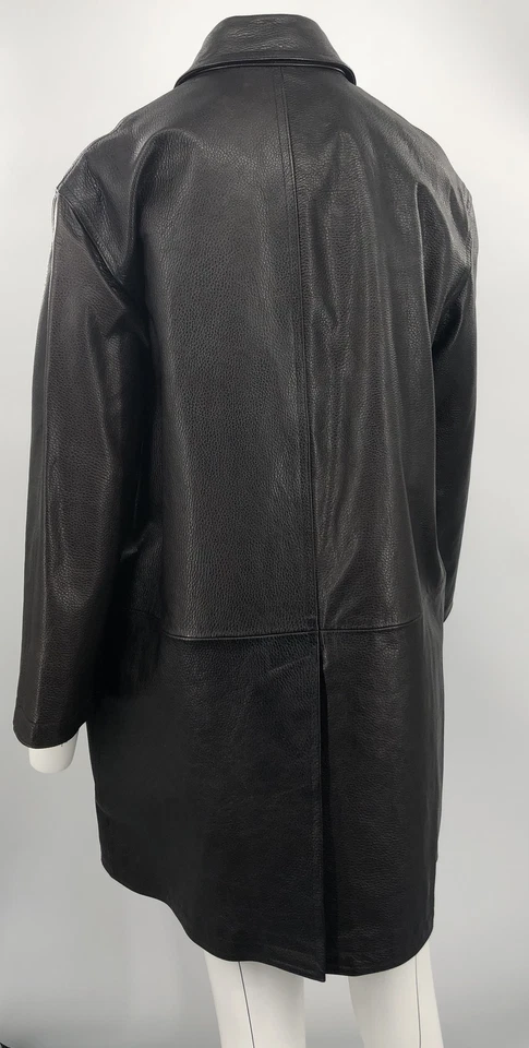 Chaqueta Donna Karan Doble Pecho Abotonada Cuero Marrón Largo Medio Talla 8 Foto 3 de 4