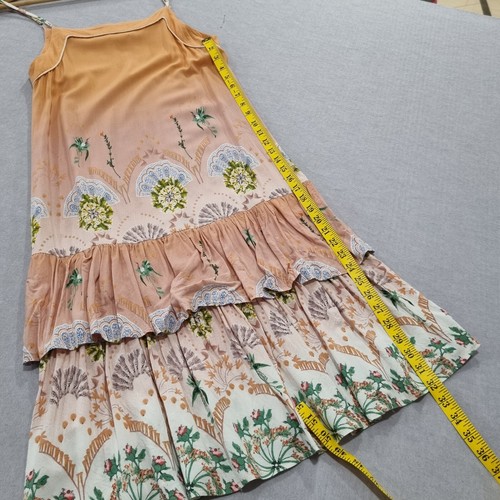 Jaase Dress Sz S Peach Boho Floral Tiered Knee length Rayon Summer Festival 20s - Picture 8 of 14