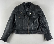 Leather King Moto Jacket Womens Medium Black Heavy Leather Motorcycle