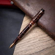 Opus 88 Harmony Fountain Pen in Brown with Rose Gold - Medium - NEW in Box
