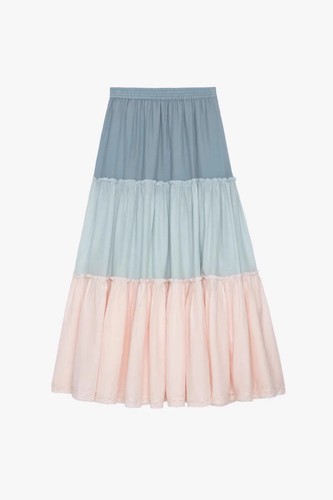 Zadig&Voltaire Women's Cotton Waist Elastic Color Contrast Long Half Cake Skirt - Imagen 5 de 7