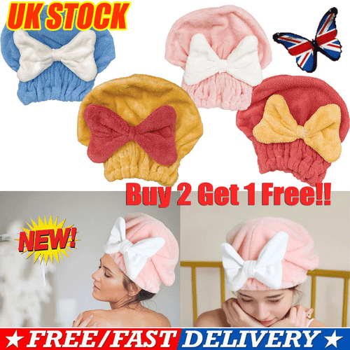 Super Absorbent Hair Towel Wrap Wet Hair Microfiber Hair Drying Towel Caps Bow P eBay