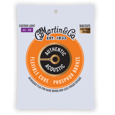 Martin MA535FX 11-52 maßgefertigte leichte Saiten für Akustikgitarre mit flexiblem Kern 1-3er-Pack