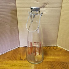 Threshold Dining Clear Glass Bottle with Red Lettering WATER 11.5" tall