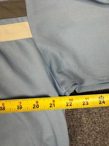 Camisa polo de golf Travis Matthew para hombre talla grande azul bloques de colores rendimiento a rayas - Imagen 6 de 7