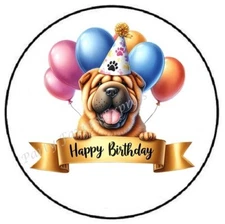 HAPPY BIRTHDAY SHARPEI DOG ENVELOPE SEALS LABELS STICKERS PARTY FAVORS