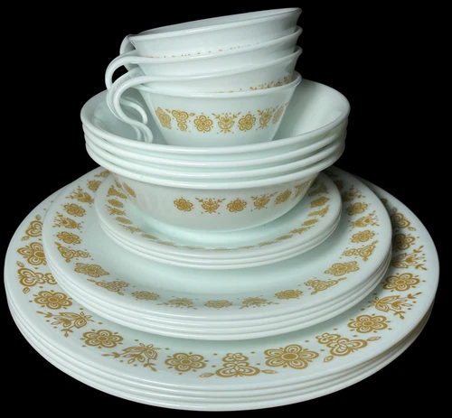 Vintage Corelle Butterfly Gold Dinnerware Set Lot