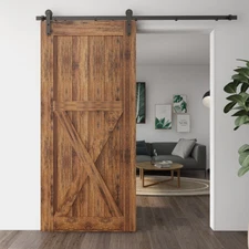 CCJH 4-20FT Carbon Steel Sliding Barn Door Hardware Kit for Single Wood Door