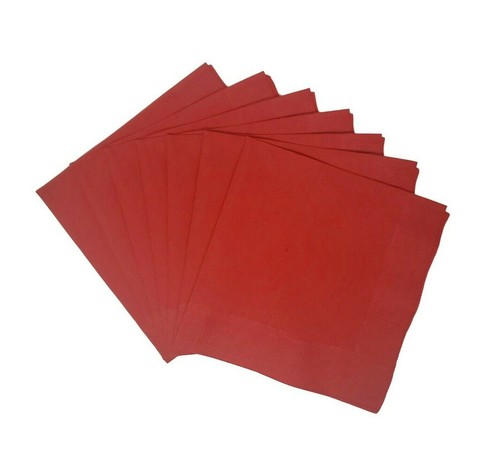Red Plain Solid Color Paper Disposable Cocktail Beverage Napkins - 第 1/2 張圖片