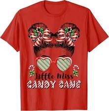 Little Miss Candy Cane Christmas Messy Bun Toddler Unisex T-Shirt