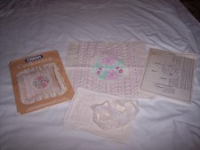 Pink Lily Stripe Candlewicking Embroidery Pillow Kit Caron Vintage 1984