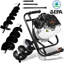 DC HOUSE 52CC 2.4HP Gas Powered Post Hole Digger with Drill Bit EPA Certified