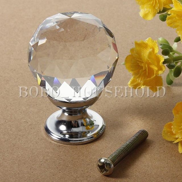 Onecreation 64mm Glass Diamond Crystal Drawer Knobs Europe Style Furniture Door Pull Handle For Dresser Cabinet Cupboard Kitchen Bathroom Knobs Clear Pull Crystal Rhinestone Door Handle Knobs 8pcs Home Kitchen Cooking