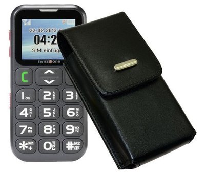 Suncase Original Tasche für/Swisstone BBM 570 / Leder Etui Handytasche Ledertasche Schutzhülle Case Hülle - Lasche mit Rückzugfunktion* In Braun