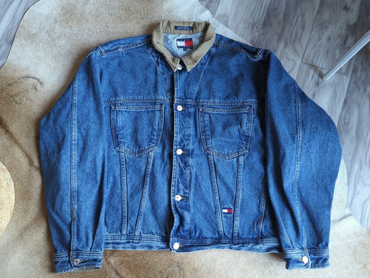 Vintage 90s Tommy Jeans Tommy Hilfiger Logo Patch Jean Jacket Mens